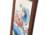 Vintage Chinese Wood Frame Porcelain Egret Lotus Wall Plaque Panel GB170S