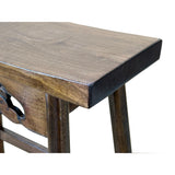 Walnut Brown Butterfly Accent Rectangle Backless Bench Side Table GB173S