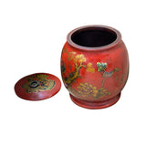 Oriental Red Flower Bird Graphic Jar Shape Container Box GB228S