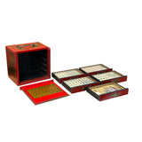 Chinese Flower Bird Red Vinyl Box Small Size Mahjong Tiles Game Set GB231S