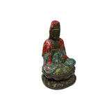 Vintage Cloisonne Enamel Lotus Base Bodhisattva Metal Buddha Statue GB235S