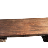 Vintage Oriental Natural Brown Ru Yi Relief Carving Altar Console Table GB236S