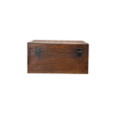Oriental Dragons Motif Treasure Chest Box Distressed Brown Color Wood GB238S