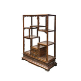 Pair Chinese Vintage Brown Stain Chest Height 51" Curio Display Cabinets GB239ABS