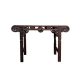 Vintage Oriental Brown Scroll End RuYi Apron Altar Console Table GB243S