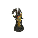 Vintage Cloisonne Yellow Enamel General Guan Yu Warrior Metal Statue GB244S