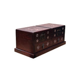 Oriental Brown Mother of Pearl Motif Rectangular Drawers Chest Box GB253S