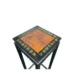 Black Square Golden Chinese Engravement Tall Plant Stand Pedestal Table GB256S