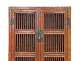 Vintage Brown Oriental Open Bars Doors Display Curio Cabinet Bookcase GB259S