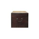 Oriental Plain Surface Brown Natural Wood Small Trunk Chest Box GB272S