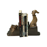 Gray Brown Ceramic Greyhounds on Chair Figure Bookend Stopper GB287S