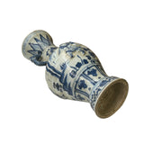 Oriental Distressed White Blue Relief People Motif Porcelain Art Vase GB289S
