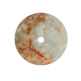 11.75" Natural White Brown Onyx Stone Round Fengshui Home Decor Display GB294S