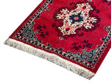 Long Rectangular Red Geometric Medallion Graphic Wool Rug Carpet Runner GB295S