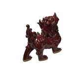 Chinese Artistic Purple Red Oxblood Color Glaze Ceramic Fengshui Pixiu Figure GB311S