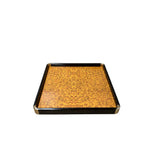 Chinoiseries Golden Brown Burl Square Wood Accent Tray GB314S