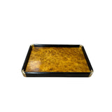 Chinoiseries Golden Brown Burl Rectangular Wood Accent Tray GB318S