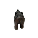Vintage Dark Brown Metal Elephant Trunk Up Accent Figure GB589S