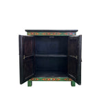 Tibetan Style Green Floral Mandala Graphic End Table Nightstand GB593S