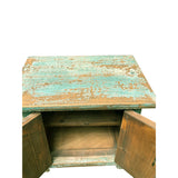 16.25" Distressed Light Blue 2 Doors End Table Nightstand Chest GB595S