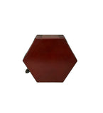 Oriental Hexagonal Red Color Lohans Monks Drawing Accent Box GB606S
