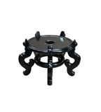 Black Lacquer 5 Curved Legs Round 10.5" Wood Plant Vase Display Stand GB618S