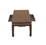 Oriental Dark Brown Natural Wood Drawers Rectangular Low Coffee Table GB623S