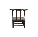 Vintage Rustic Patina Small Low Wood Bench Stool Table w Back GB624S