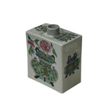Chinese Flower Ding Vase Graphic Rectangular Porcelain Tea Caddy Jar GB649S