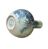 Oriental Blue Red Dragon Graphic Fat Body White Porcelain Art Vase GB655S