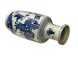 Oriental Blue White People House Gathering Graphic Porcelain Art Vase GB658S