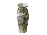 Chinese Scenery Graphic Hexagonal White Porcelain Art Vase GB660S