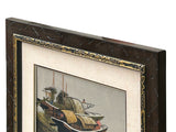 Vintage Embroidery River Vessel Boats Rectangular Framed Art GB663S