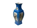 Chinese Bright Blue White Window Scenery Graphic Square Porcelain Vase GB668S