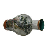 Chinese Gray Crackle 3 Rams Round Porcelain Vase GB670S
