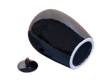 Black Monochrome Minimalistic Ovoid Round Teardop Finial Lid Ceramic Jar GB680S