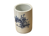 Chinese Distressed White Porcelain Blue Blossom Flower Graphic Holder Vase GB684S