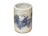 Chinese Distressed White Porcelain Blue Warrior Horse Graphic Holder Vase GB688S