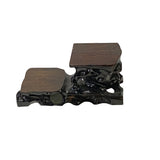 Small Miniature Two Tier Brown Carved Rock Base Look Wood Stand GB694S