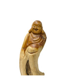 Natural Cypress Wood Root Carved Artistic Happy Buddha Figure GB730S