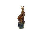 Golden Orange 3 Rams Crystal Glass Fengshui Display Art Figure GB768S