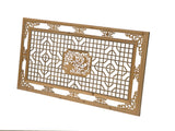58" Chinese Rectangular Flower Birds Geometric Wood Wall Panel GB769S