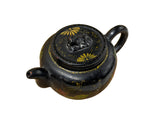Oriental Zisha Clay Black Glaze Foo Dogs Lions Graphic Display Art Teapot GB779S