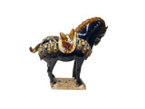 Oriental Ceramic Sancai Blue Brown Beige Fengshui Artistic Figure GB787S