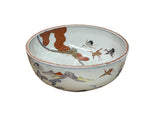 9.5" Asian Style Longevity Cranes Cloud Painted Porcelain Art Bowl GB827S