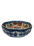 Vintage Oriental Imari Blue Red White Octagonal Porcelain Bowl Art GB840S