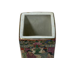 Vintage Chinese Square Floral Bird Figural Graphic Porcelain Holder GB842S