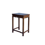 Vintage Oriental Simple Geometric Apron Rectangular Brown Side Table GB848S