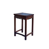 Vintage Oriental Simple Geometric Apron Rectangular Brown Side Table GB849S