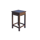 Vintage Oriental Simple Geometric Apron Square Brown Side Table GB850S